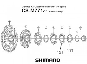 후일 스프라켓(10단, 시마노 XT, CS-M771, 13T, 빌트인스페이스타입)