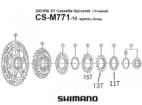 후일 스프라켓(10단, 시마노 XT, CS-M771, 15T, 빌트인스페이스타입)
