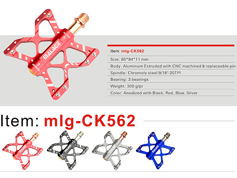 페달(MTB, 중형 고급, CK-562#, 늄CNC, 2실드베아링, 흑색/적색/티탄)